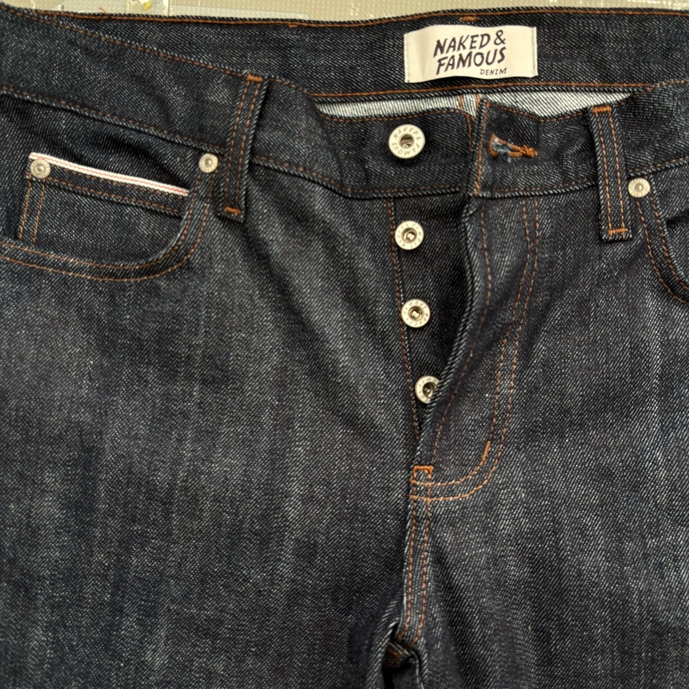 New Naked & Famous Denim Dark Indigo Jeans, 33x34